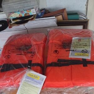 Bright Orange Life Jackets (2)NWT Large Adult Size